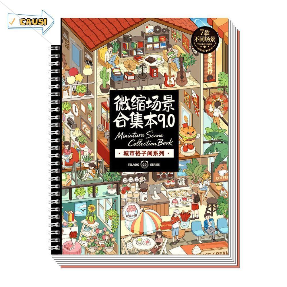 CAUSI Bộ sưu tập cảnh thu nhỏ, Die-cut DIY City Cubicle Scenery Sticker, Fun Visual Stacking Giải né