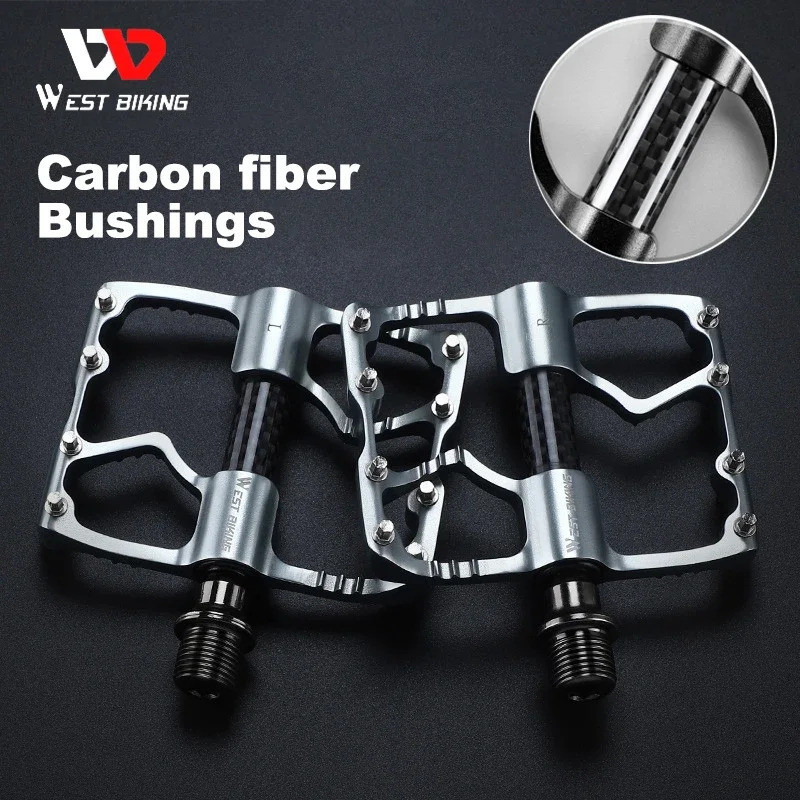 WEST BIKING Bàn đạp sợi carbon cho xe đạp đường bộ, MTB và BMX - Hợp kim nhôm CNC, 3 vòng bi