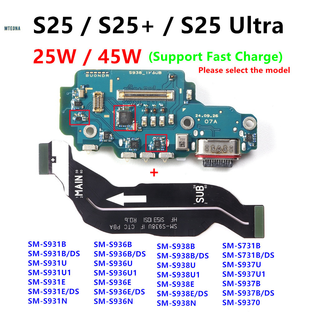 25W 45W USB Type-C Cổng Sạc Ban Cho Samsung Galaxy S25 Ultra Plus FE S25 Edge Sạc Bo Mạch Chủ Kết Nố