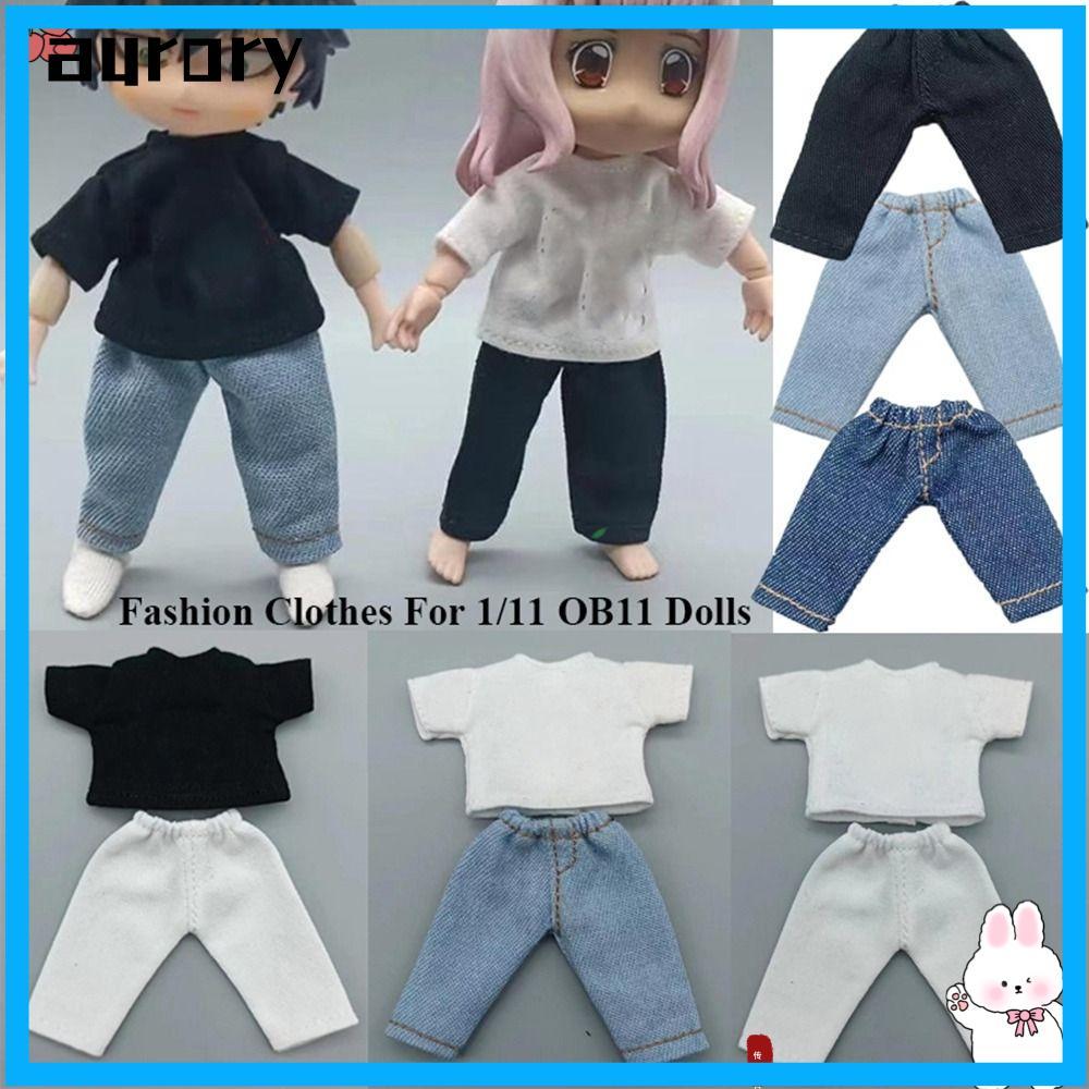 Áo thun quần áo búp bê AURORY, Quần búp bê thời trang Mini, Phụ kiện búp bê dễ thương 8 màu cho 1 / 