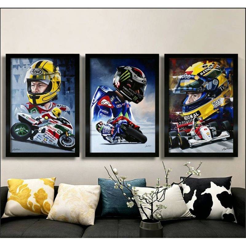 F1  Motorcycle Racer Canvas Poster Wall Art for Living Room & Bar, Frameless