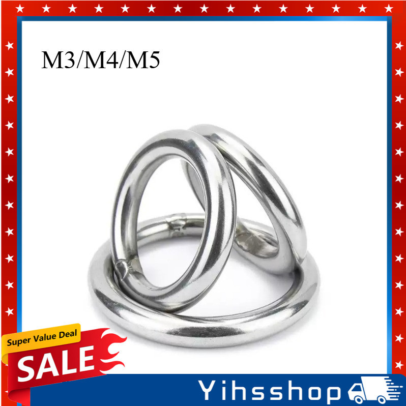 Vòng chữ O hàn rắn bằng thép không gỉ Zbwshop304, vòng thép nâng, vòng kết nối võng yoga, vòng kéo t