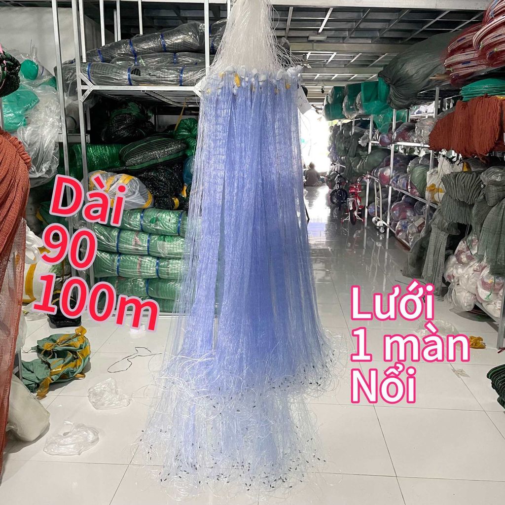 Lưới 1 màng nổi, lưới đánh cá rô, cá phi, sặc ở ao ruộng sông suối dài 90/100m