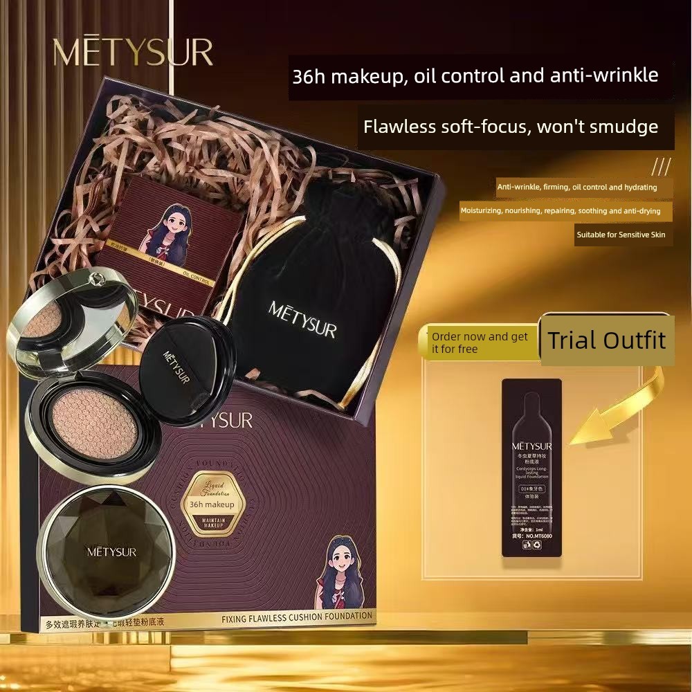 cushion phấn phủ kiềm dầu METSUR METYSUR Đông Trùng Hạ Thảo Đen Truffle Trang Điểm Đệm Kem BB Cream 