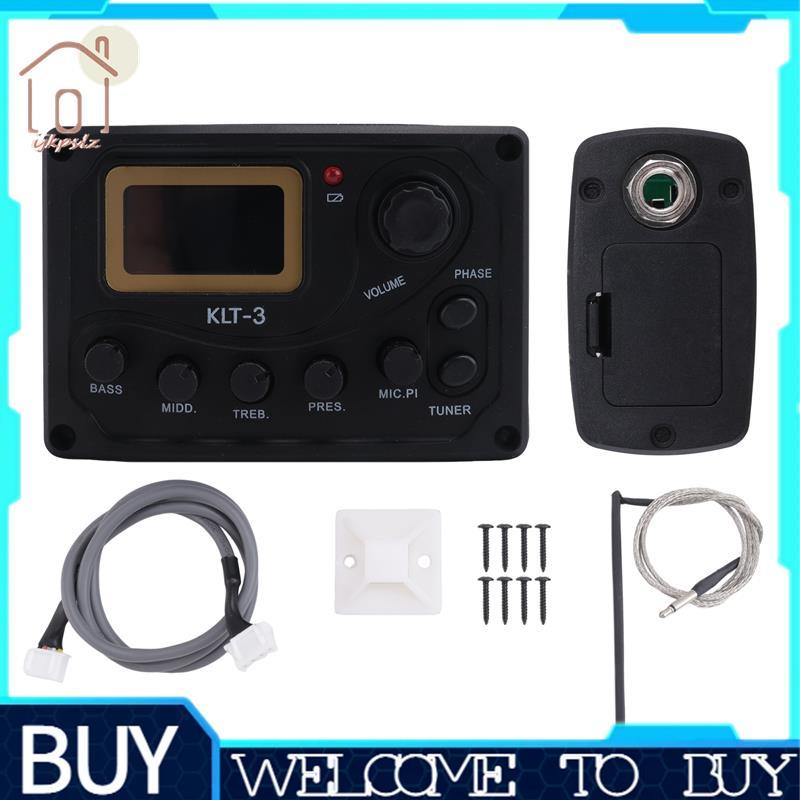 4 Band EQ Equalizer -3 Acoustic Guitar EQ Preamp với Digital Tuner Guitar Pickup