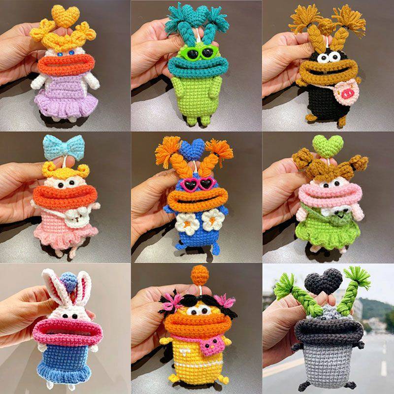 Sausage Mouth Key Case Wool Woven Cute Cartoon Big Mouth Car Remote Control Key Protective Cover Buc
