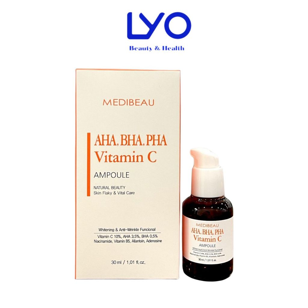 Serum Làm Trắng Cải Thiện Nếp Nhăn Medibeau AHA BHA PHA Vitamin C (30ml) LYO