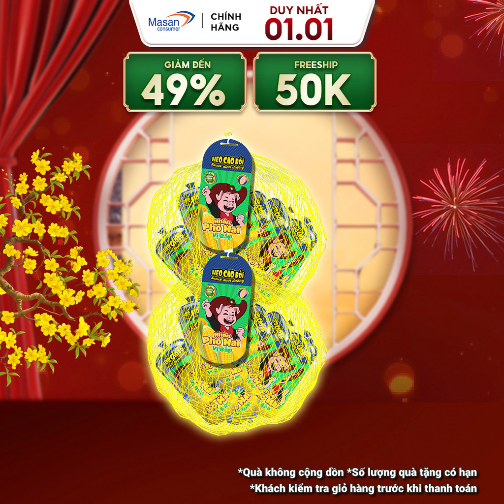   Chọn vị  Combo 2 túi Xúc xích tiệt trùng Heo cao bồi nhân phô mai  x30 cây x32gr 