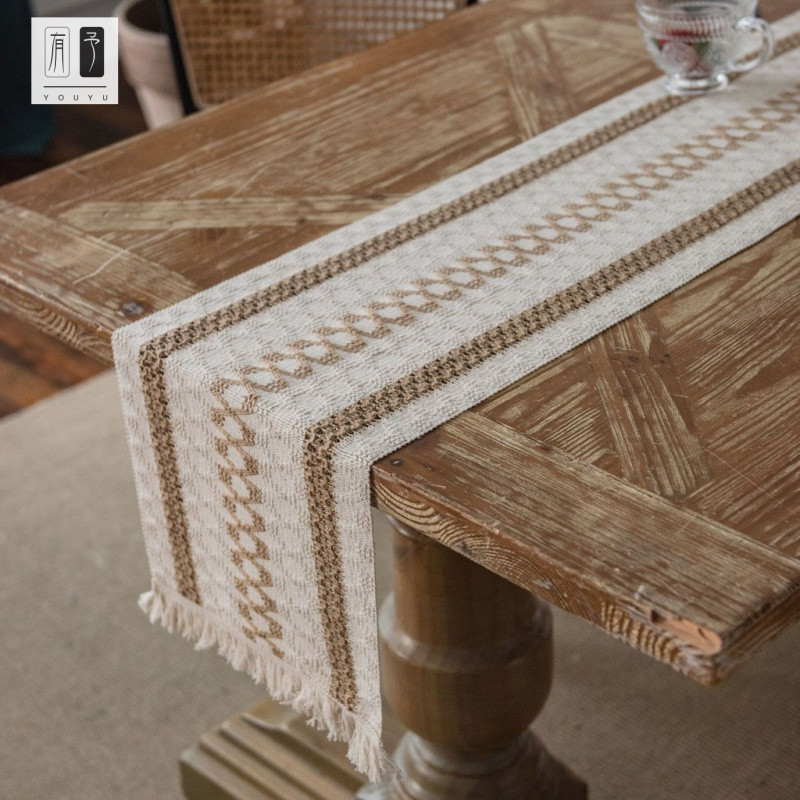 DC|Cotton Linen Table Runner Boho Table Runner Natural Farmhouse Table Runner Cotton Bàn Ăn Chạy Với