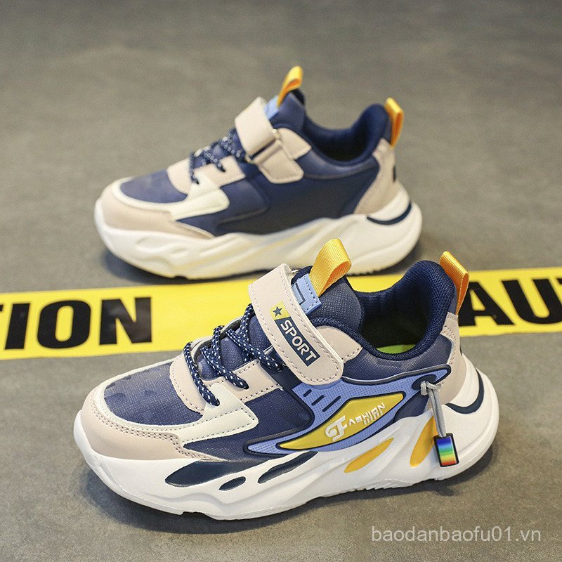 A1876 Giày Trẻ Em Bé Trai Giày Thể Thao Da Chống Thấm Nước Bề Mặt Học Sinh Tiểu Học Giày Chạy Bộ Nhẹ