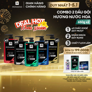  Combo 2 Dầu gội nam Romano hương Nước hoa nam Attitude Gentleman Force Classic 650g - 4 Mùi 