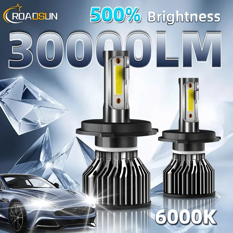 30000LM 200W H1 H7 H11 9005 9006 H4 9004 9007 H13 Đèn Pha LED Sáng 6500K Trắng Cho Ô Tô Cắm & Chạy Q