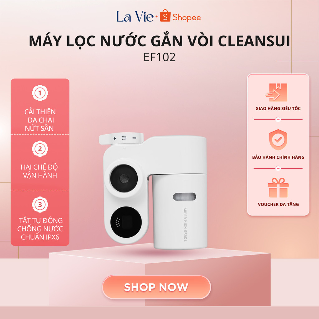 Máy lọc nước gắn vòi Cleansui EF102 - Sản xuất tại Nhật Bản-Cảnh báo thay lõi-Công suất lọc 900 lít