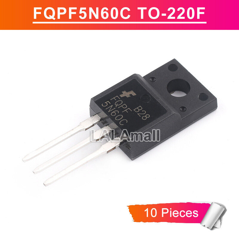 10 chiếc FQPF5N60C TO220F FQPF 5N60C TO-220F 5N60 4.5A / 600V N-Channel MOSFET Transistor mới nguyên