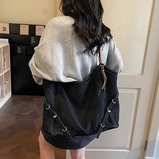 Retro Denim Túi Tote Nữ Dung Tích Lớn Đi Lại Phù Hợp Với Túi Xách Đeo Vai 2026 College Stu