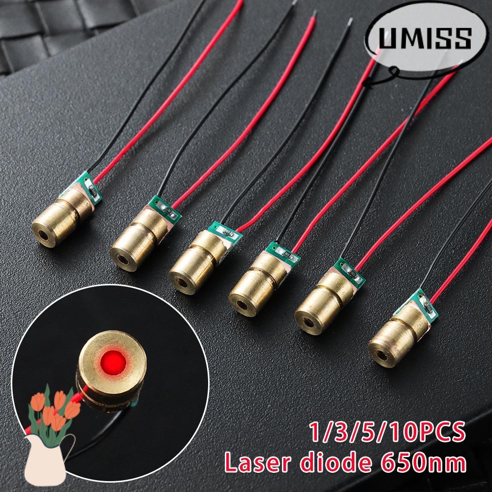 UMISS 1 / 3 / 5 / 10pc Điốt Laser Chất Lượng Cao 5 triệu watt Đầu Đồng 650nm 6mm 3V