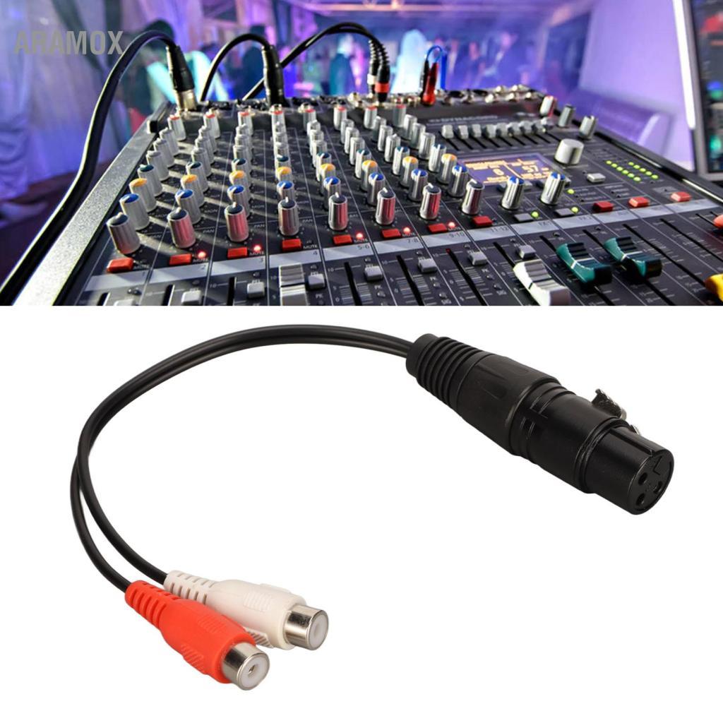 Aramox Cáp 3pin Dual to 1 XLR Female 2 Bộ chia chữ Y cho Micro Mixer Loa khuếch đại
