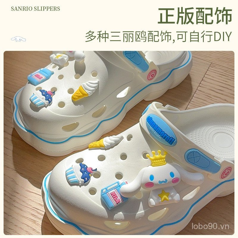 Nanbo Wan Big Ear Dog Girl Phụ kiện hoạt hình mùa hè ip Mặc ngoài Dép chống trượt có thể mặc bên ngo
