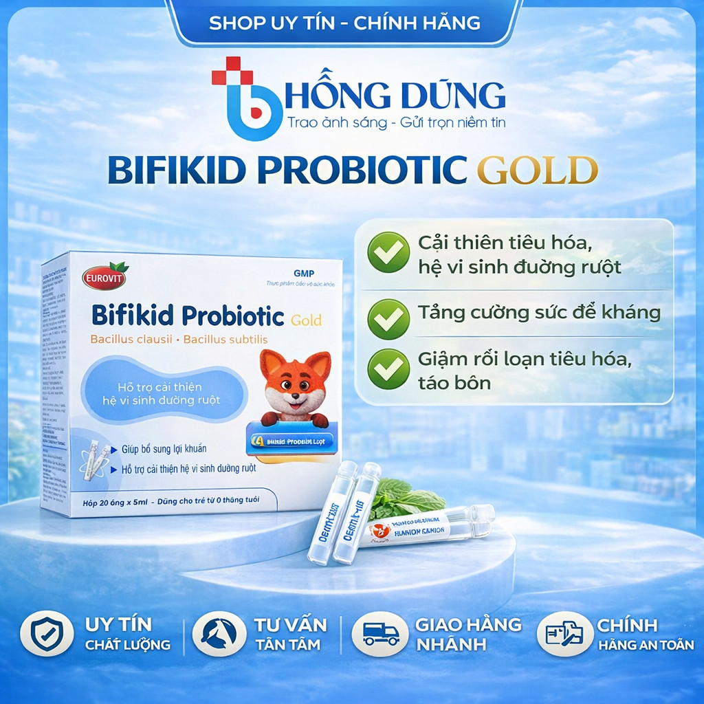 Men Vi Sinh Cho Bé Eurovit Bifikid Probiotic Gold - Hỗ Trợ Giảm Rối Loạn Tiêu Hóa 20 Ống