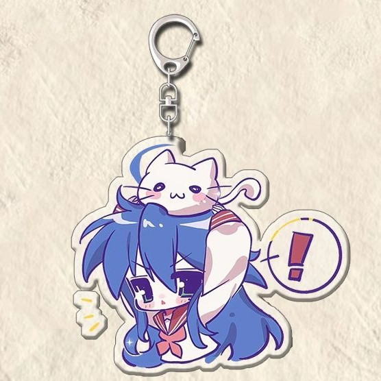 Izumi Konata Cat Anime Keychain Lucky Star Acrylic Key Chain Man Cute Key Ring Women Bag Pendant