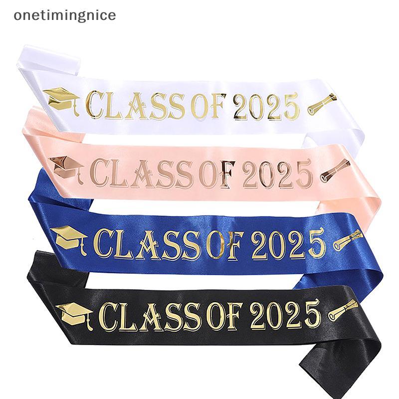 Onetimingnice Tốt Nghiệp Trang Trí Lớp 2025 Satin Sash Lấp Lánh Màu Xanh Chúc Mừng Tốt Nghiệp Trang 