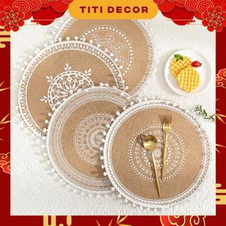  Thảm decor bàn thảm tròn tấm lót cách nhiệt phụ kiện chụp ảnh phong cách vintage decor 