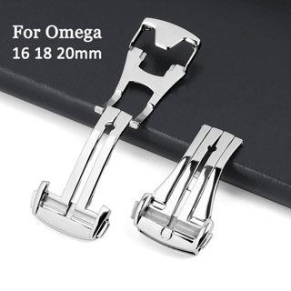 Đồng hồ thép không gỉ 316L Khóa bướm triển khai Khóa gấp 16mm 18mm 20mm cho Omega Seamaster De Ville Speedmaster Nút khóa dây đeo đồng hồ kim loại