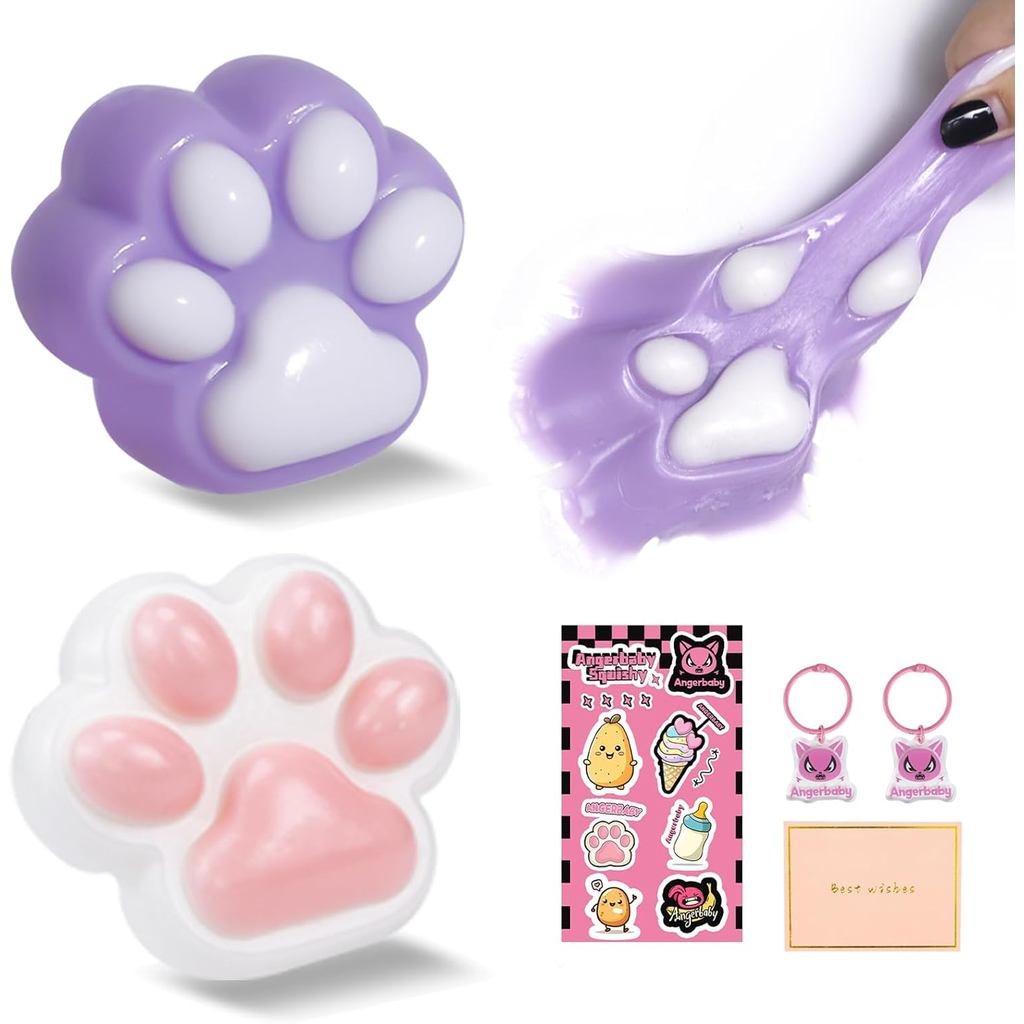 Hộp quà tặng Taba Squishy Paw, Đồ chơi bóp chân mèo, Squishies FuFu dễ thương thủ công, Bóng lông ch