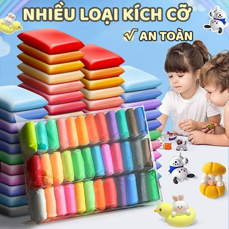 Đất Nặn Mỹ Thuật Cho Bé 12/24/36 Màu –  Đất Sét Tự Khô, An Toàn, Kích Thích Sáng Tạo DIY