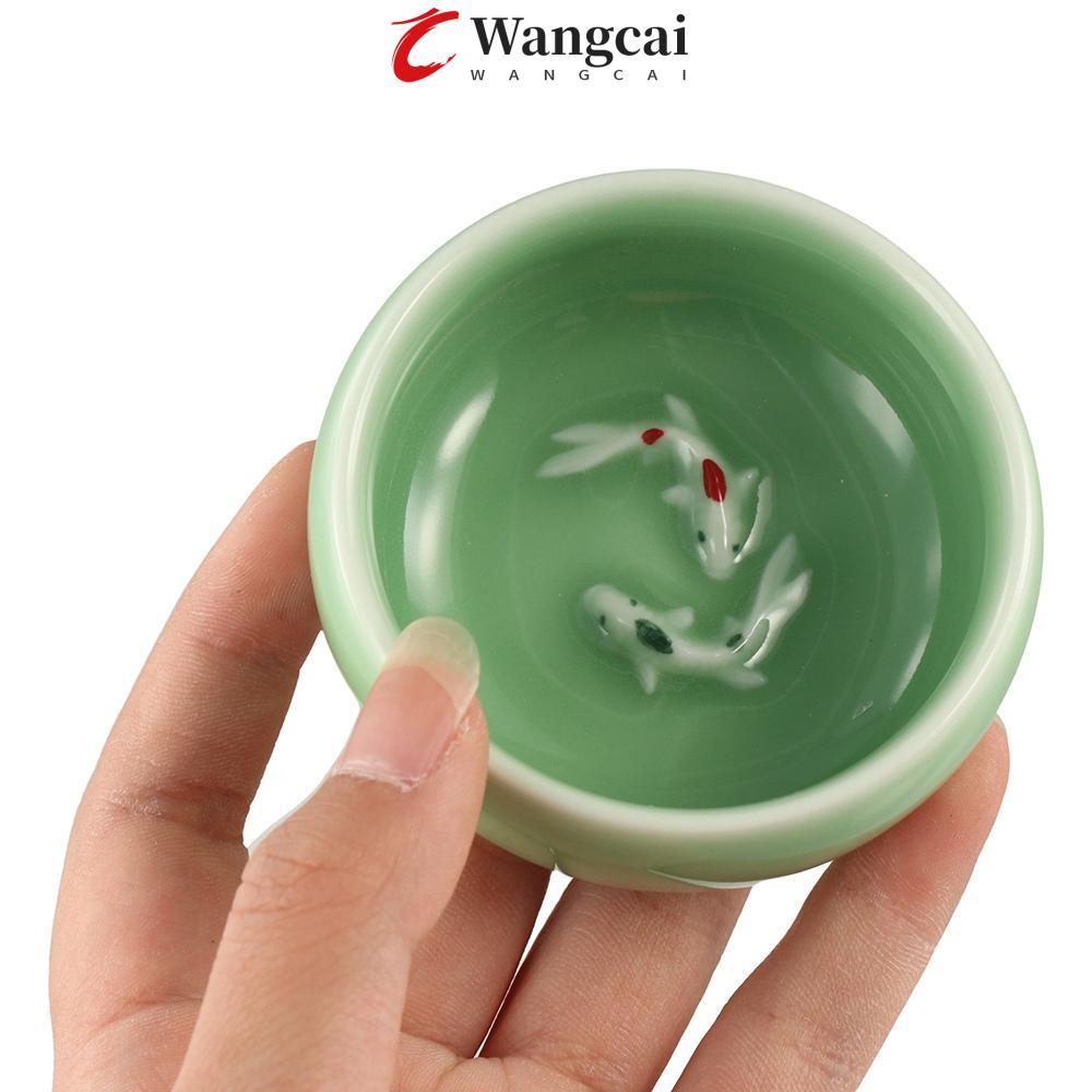 WANCGAI Golden Fish Celadon Porcelain Teacups, Kungfu tinh tế Long Tuyền Tea Cup, Crackle Tea Cup Cr