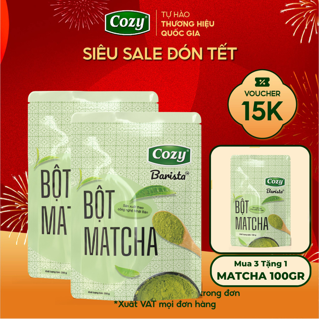 [MUA 3 TẶNG 1] Combo Bột Matcha Cozy Barista, Bột Trà Xanh Cozy, Bột Matcha Pha Latte, Matcha Làm Bá