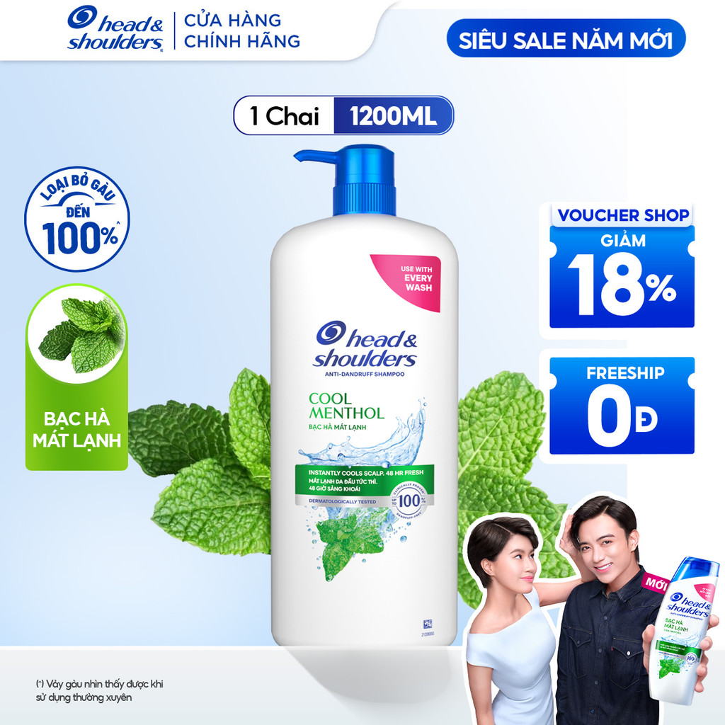  Dầu Gội HEAD & SHOULDERS Bạc Hà Mát Lạnh Chai 1200ML 