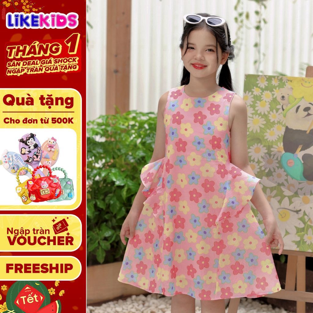 Đầm váy cho bé gái họa tiết HOA EO BÈO LikeKids MH2 L42