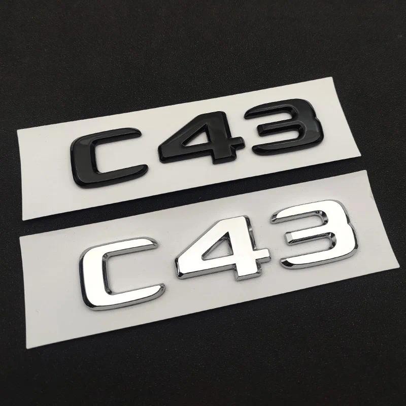3D ABS Chrome Đen C 43 Logo C43 Biểu Tượng Chữ Cái Miếng Dán Xe Thân Huy Hiệu Decal Cho Xe Mercedes 