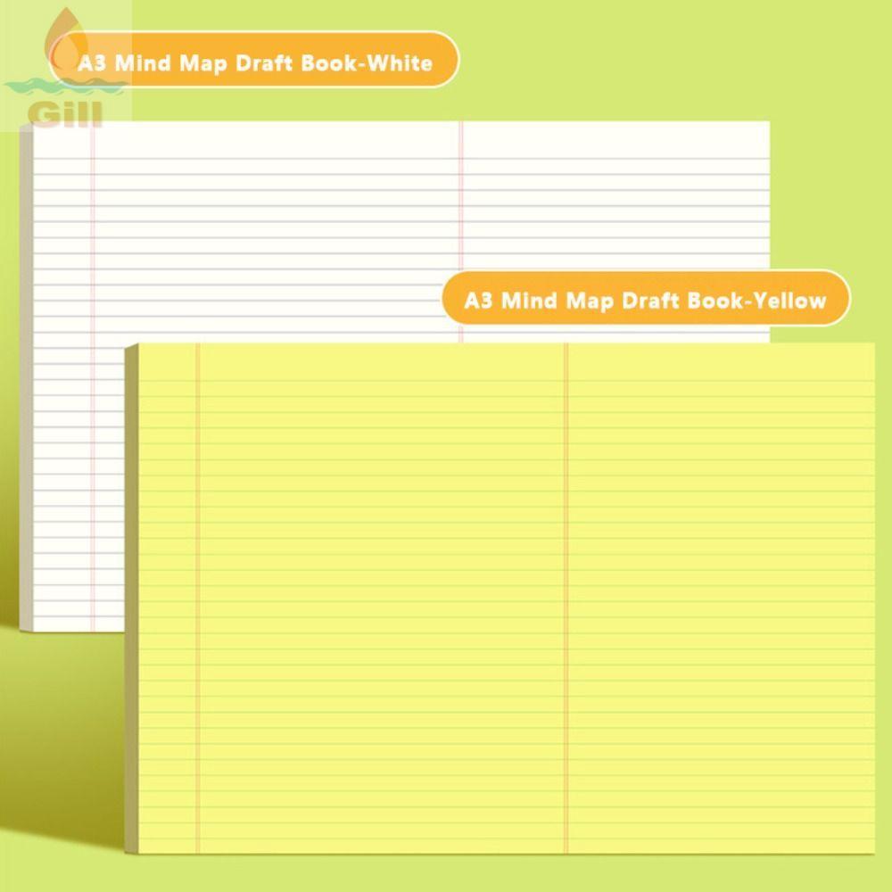 GILL 50 tờ A3 Notebook, Học sinh có thể xé được Giấy soạn thảo viết, Lập kế hoạch tư duy dày dặn A3 