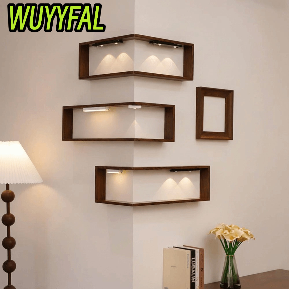 Kệ treo tường góc WUYYFAL, Kệ sách góc 90 độ treo, Kệ nổi tiết kiệm không gian Kệ trưng bày bằng gỗ 