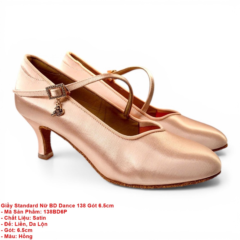 Giầy Standard Nữ BD 138 Gót 6.5cm (138BD6P) - Satin Hồng (Tặng Túi Đựng Giày)