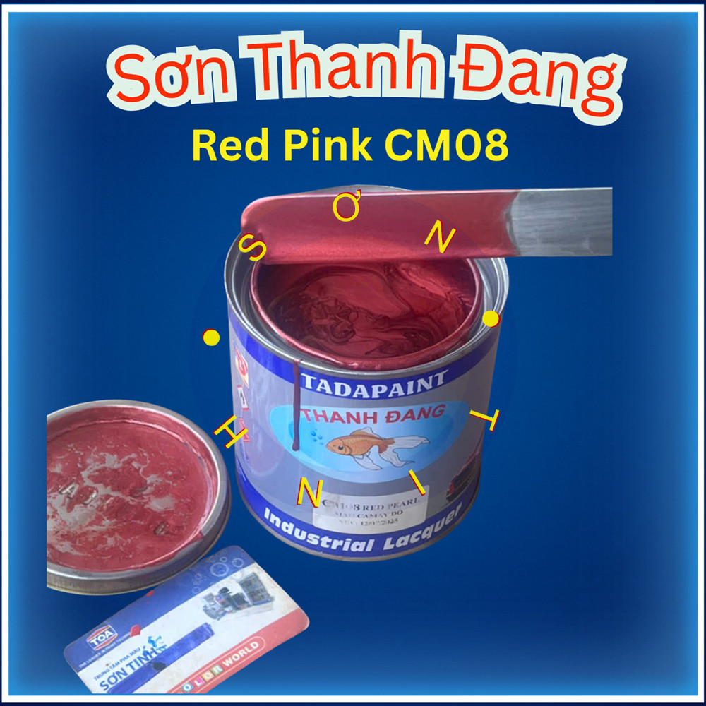 Sơn thơm công nghiệp Thanh Đang màu nhũ camay đỏ ánh kim Red Pink CM08 , màu gốc sơn ô tô xe máy