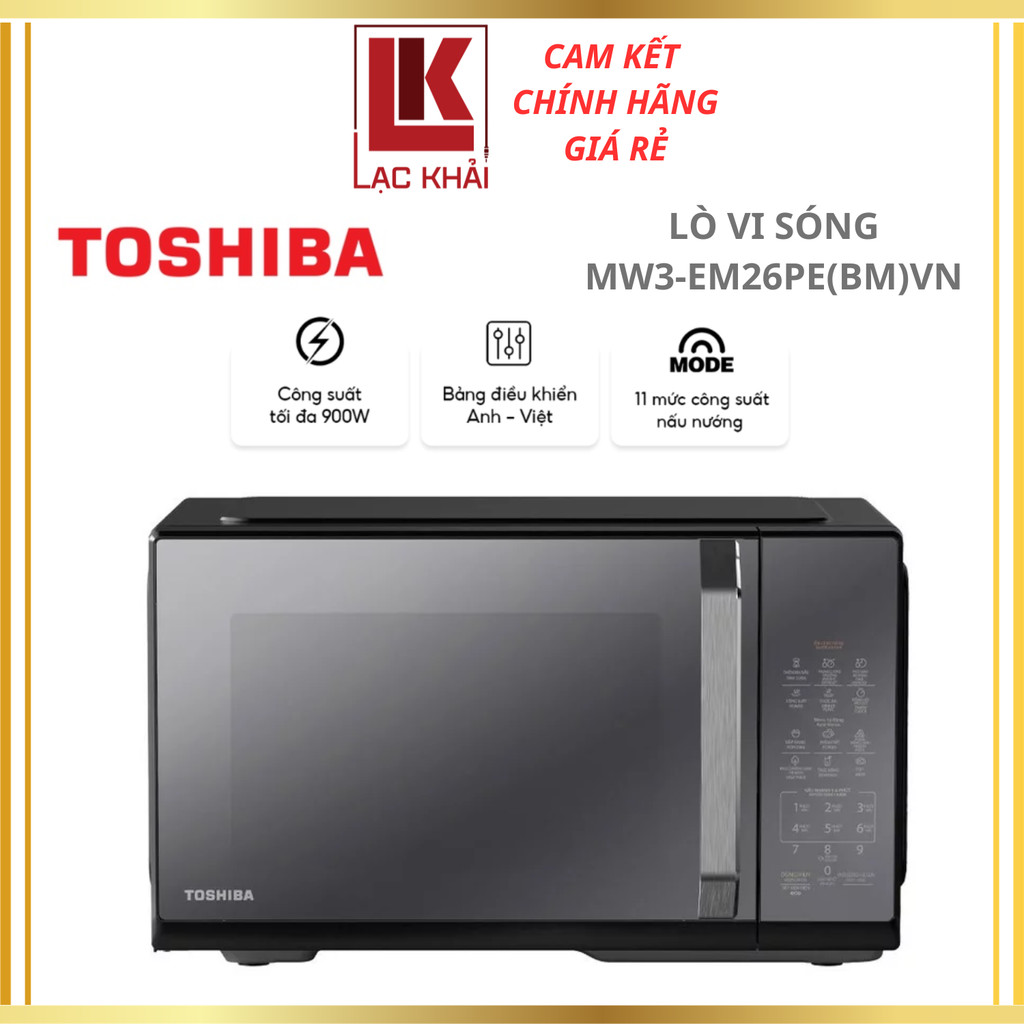 Lò vi sóng mặt gương Toshiba MW3-EM26PE(BM)VN 26 lít - Hàng Chính Hãng