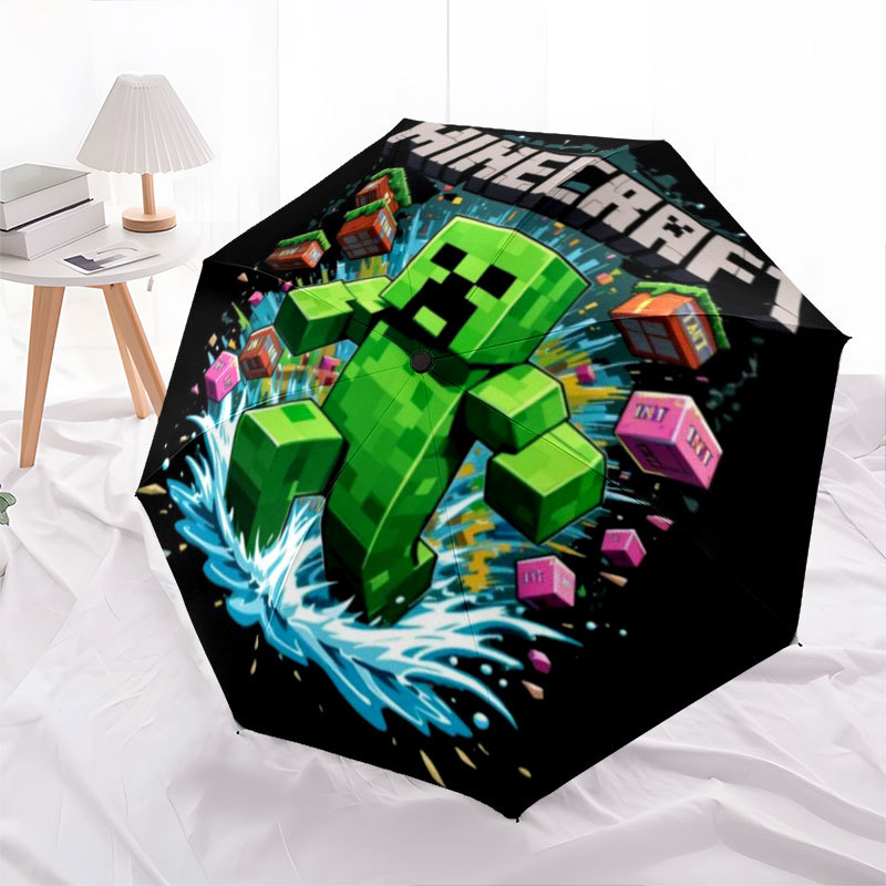 Ô chống nắng Pixeled Creeper thiết kế sống động Minecraft, tự động mở