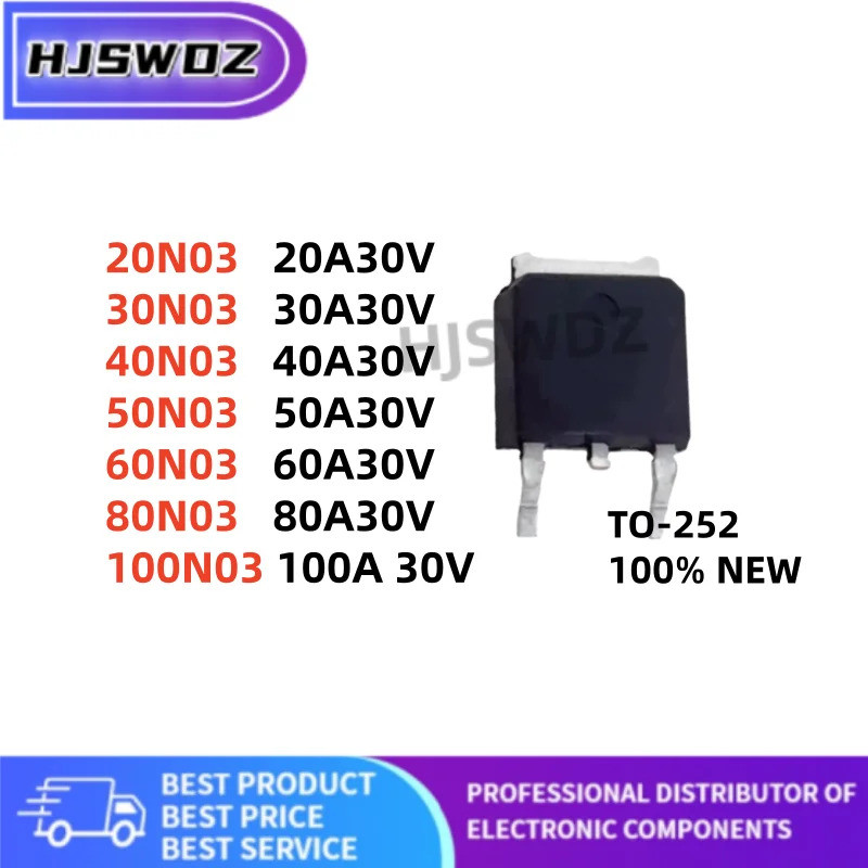 10 Chiếc 20N03 30N03 40N03 50N03 60N03 80N03 100N03 TO-252 MOSFET Ống Hiệu Ứng Trường chip MỚI ic GT