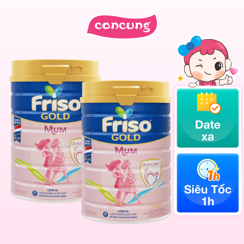 Combo 2 lon Sữa bầu Friso Mum Gold 900g hương cam