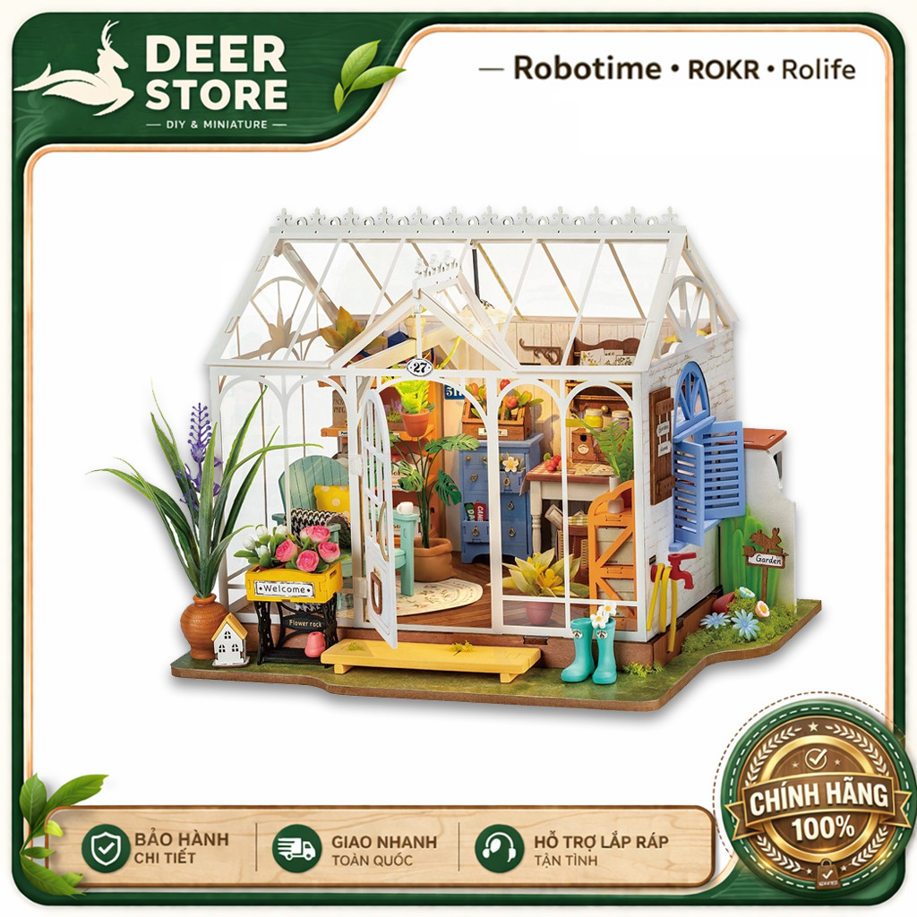 Mô hình Nhà Deer Store. Robotime Rolife Dreamy Garden House DIY Miniature House Kit DG163