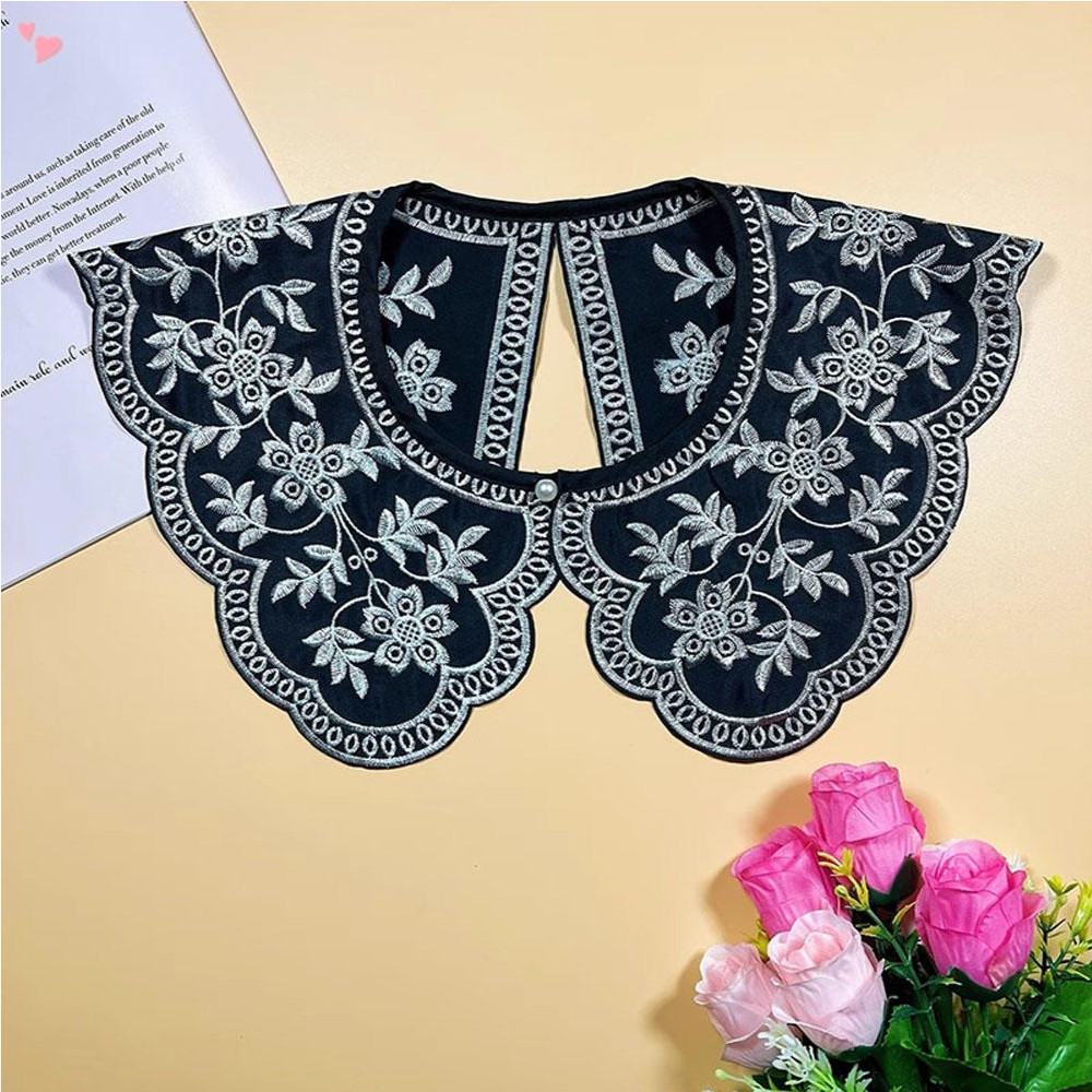 Cổ áo Peter Pan thêu hoa cổ điển, đai cổ giả ren detachable, áo sơ mi nữ trang trí & quà tặng