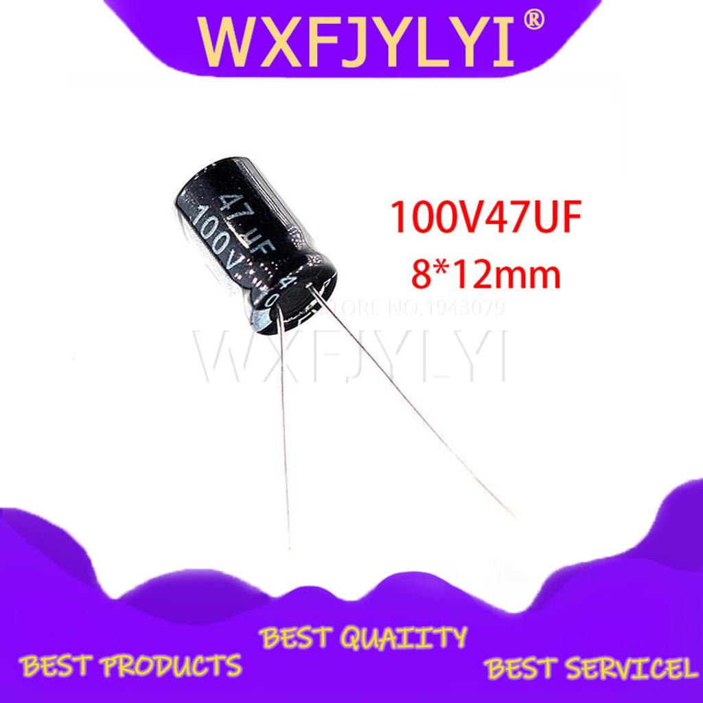 20 Chiếc Higt Chất Lượng 100V47UF 8 * 12mm 47UF 100V 8 * 12 Tụ Điện Phân