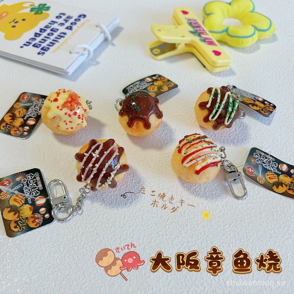 Hàng sẵn có Nhật Bản J.DREAM Đặc biệt Takoyaki Maruko Osaka Snack Capsule Đồ chơi mô phỏng Mặt dây c