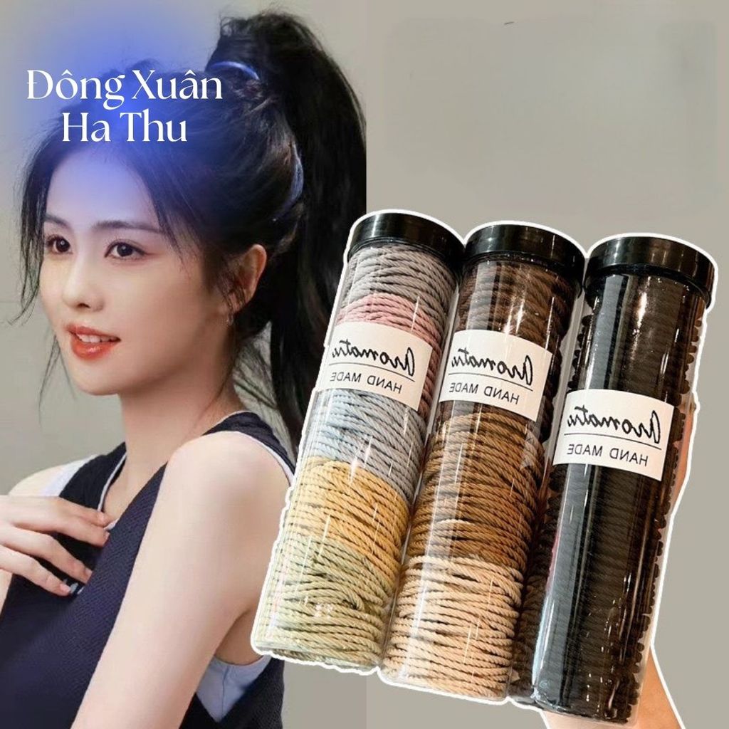 Ống 100 Dây Chun Buộc Tóc Tone Màu Vintage Tiện Dụng Cho Nữ HC1 Ruby Mart