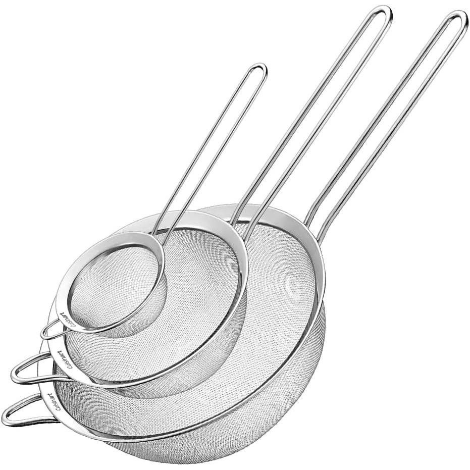 Bộ lọc lưới Cuisinart, Bộ lọc lưới thép không gỉ 3 Đếm cho nhà bếp, Bộ lọc nhà bếp lưới mịn để lọc, 