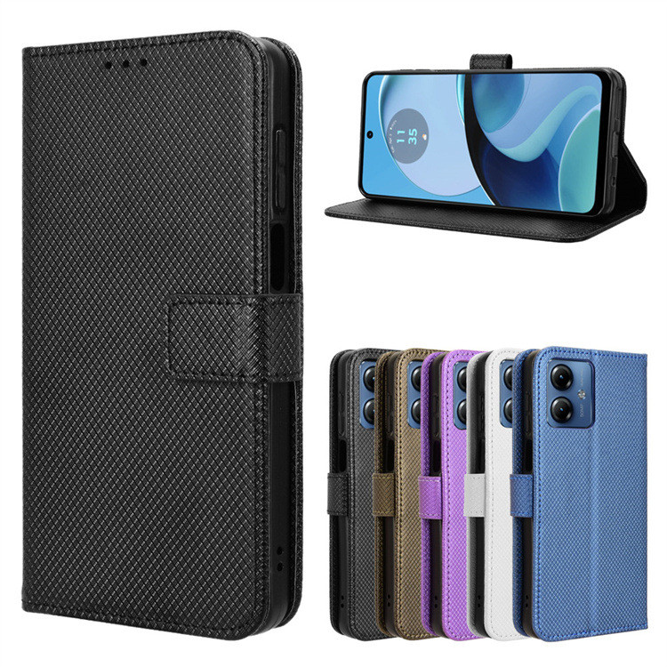 Thích hợp cho Ốp điện thoại Motorola G84 Motorola E14 / G54 / G14 Vỏ da họa tiết kim cương G64 Flip 