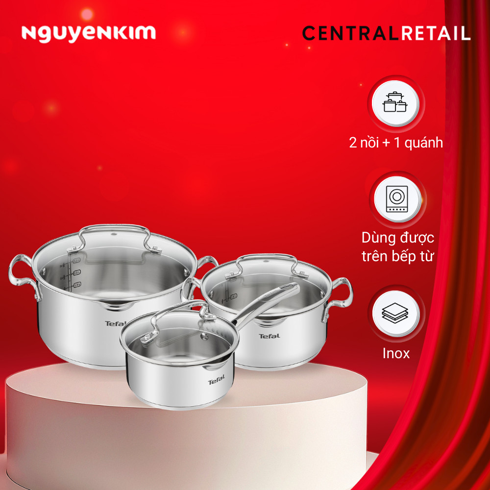Bộ 3 nồi inox Tefal Duetto Plus G719S674